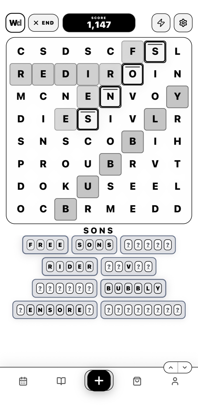 WordDex light mode gameplay screen